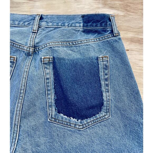 Mango Blue Solid‎ Denim Ripped Jeans Button Relaxed Regular Fit Size 12 USA - Picture 10 of 10